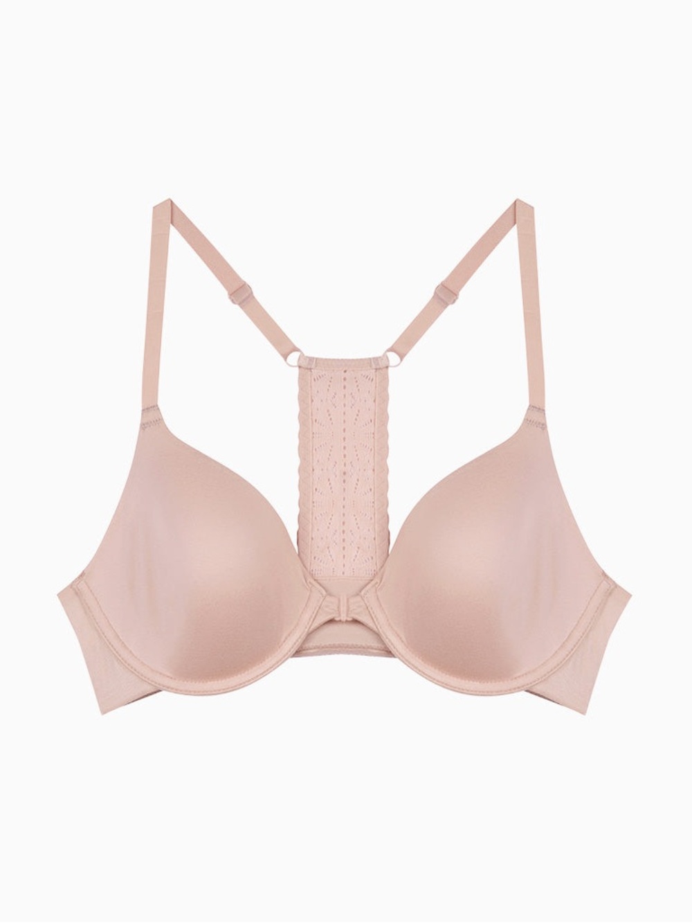 B.tamperd Racerback Molded T-Shirt Bra in Dusty Pink front closure